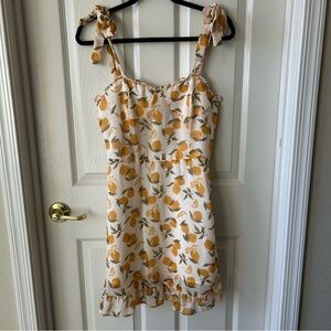 Aqua by Bloomingdale’s Lemon Sundress with Tie Straps, Size M
